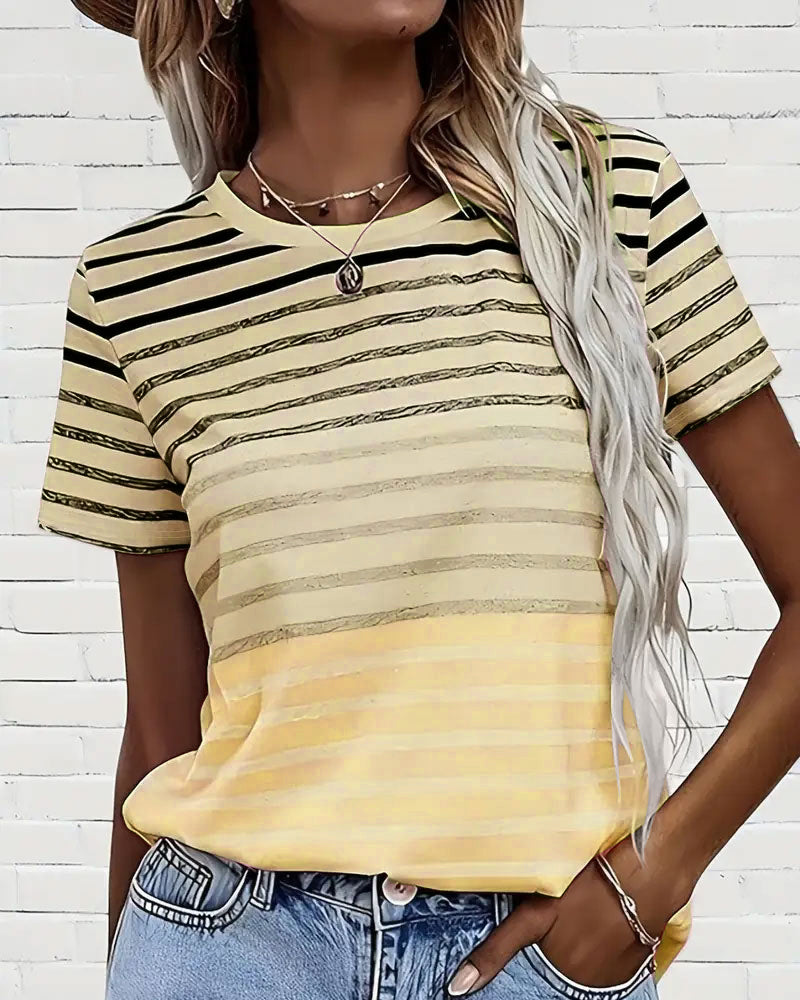 Kylie | Striped Round Neck T-shirt