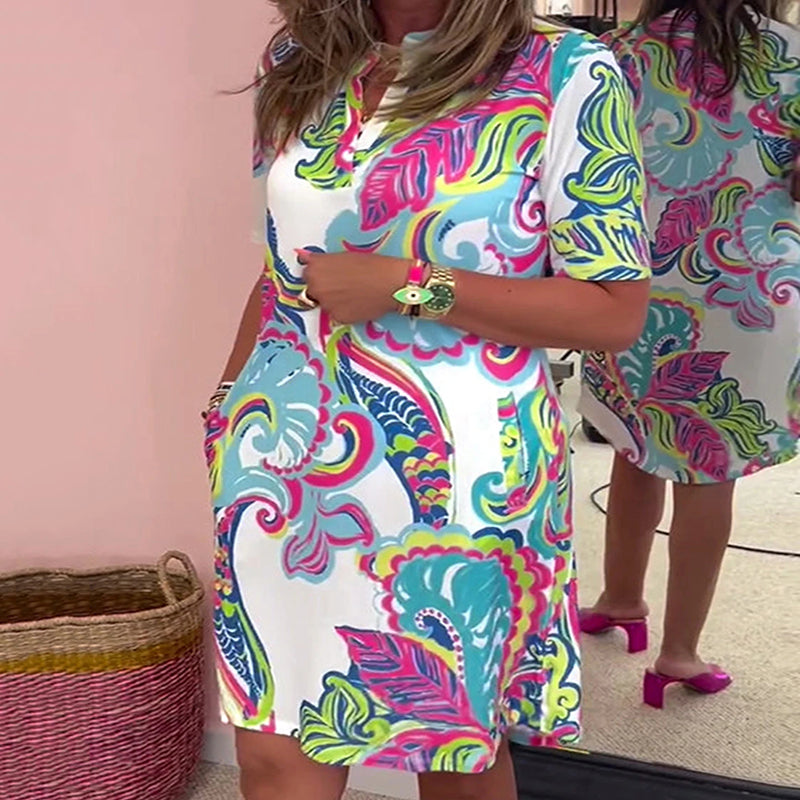 Eloise | Colorful Printed V-Neck Dress