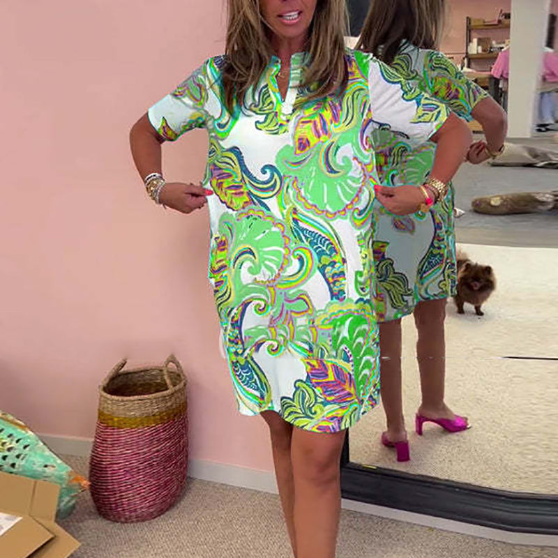 Eloise | Colorful Printed V-Neck Dress