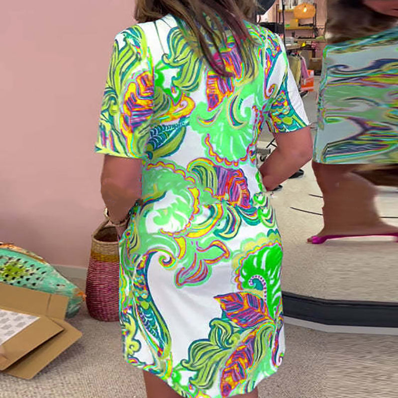 Eloise | Colorful Printed V-Neck Dress