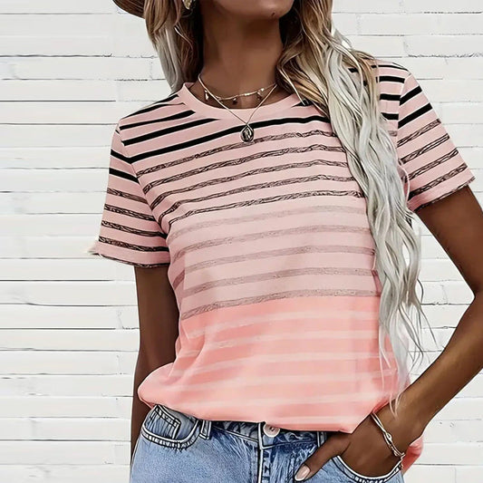 Kylie | Striped Round Neck T-shirt